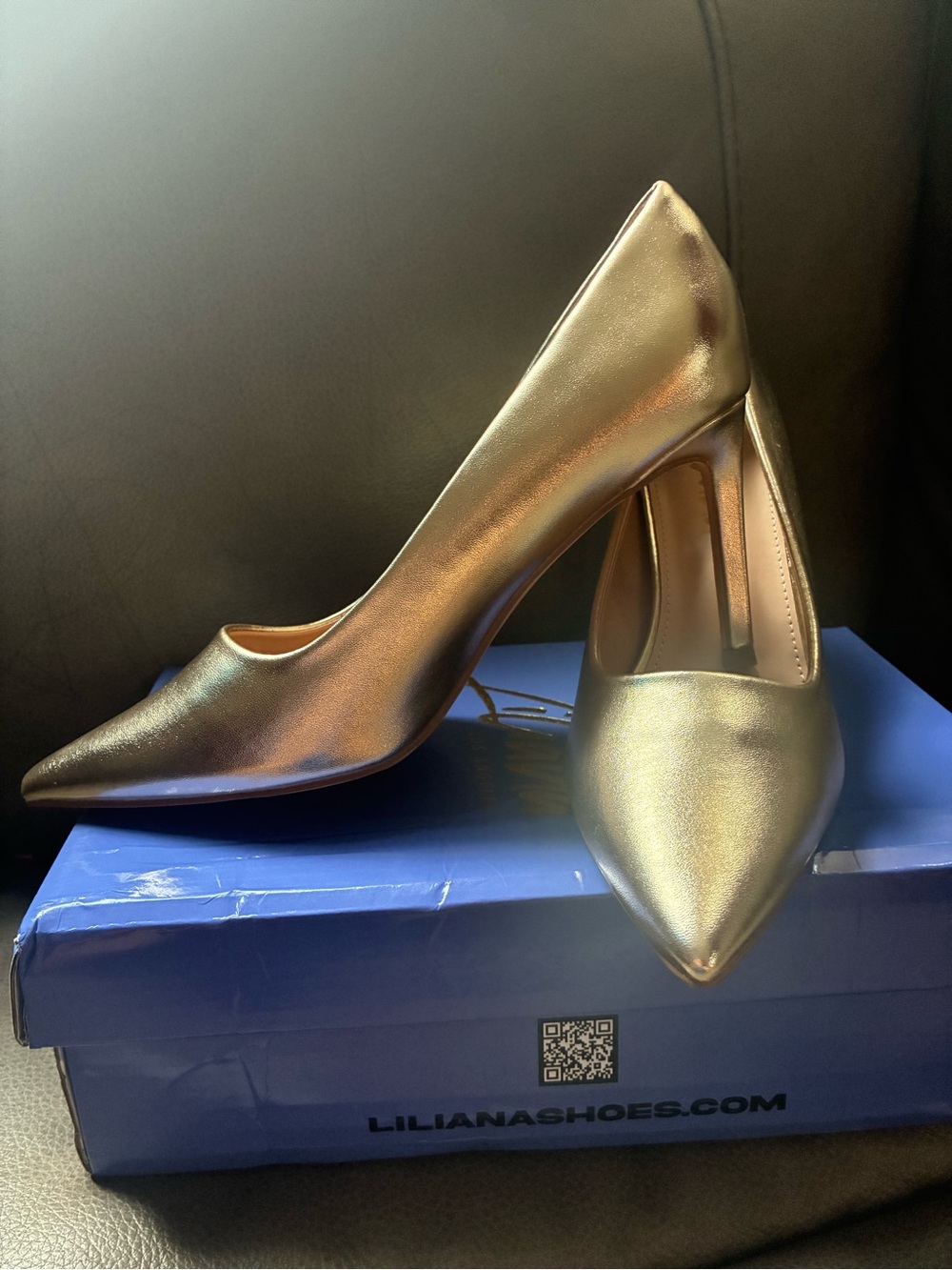 Liliana Metallic Gold Pointed Toe Pumps